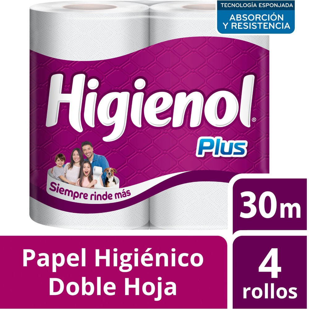 Papel higiénico doble hoja Higienol plus x4 30 mts