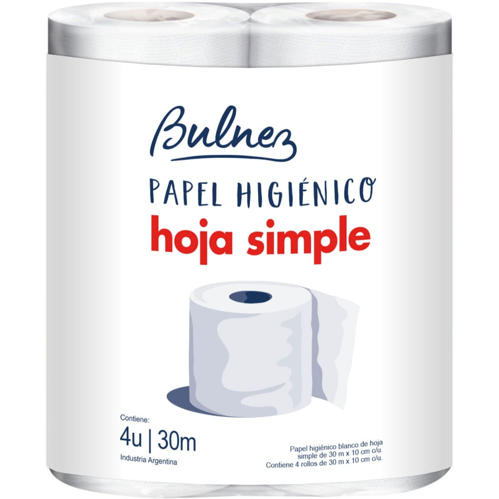 Papel higiénico Bulnez hoja simple x4 30 mts
