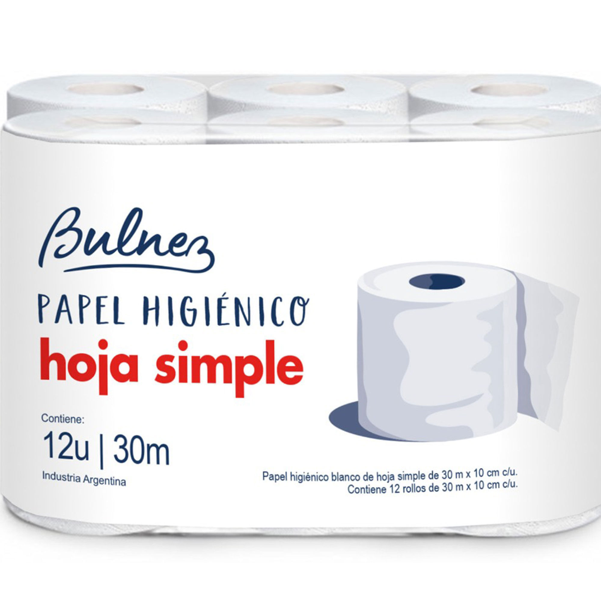 Papel higiénico Bulnez hoja simple x12 30 mts