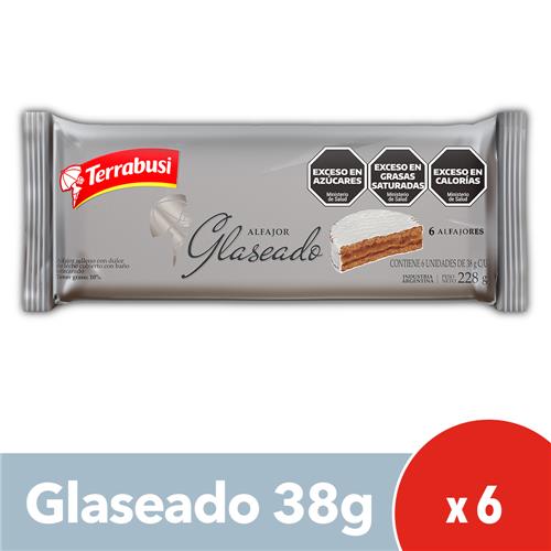 Alfajor TERRABUSI 38g Blanco Glaseado 6u