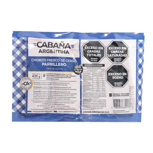Chorizo parrillero envasado al vacío CABAÑA ARGENTINA 435g