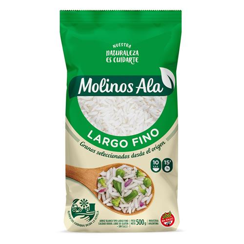 Arroz Largo Fino MOLINOS ALA Paquete 500 Gr