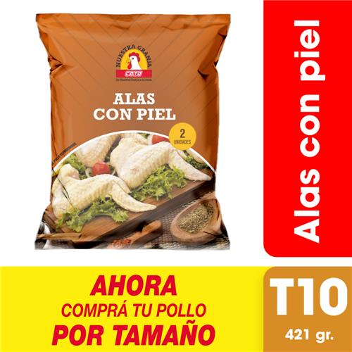 Alitas Con Piel X Uni (421 Gr) Refrigerado