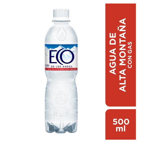 Agua Mineral Natural De Manantial Con Gas Eco De Los Andes 500 Ml