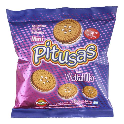 Galletitas Rellenas Sabor Vainilla Mini Pitusas 160 Grm