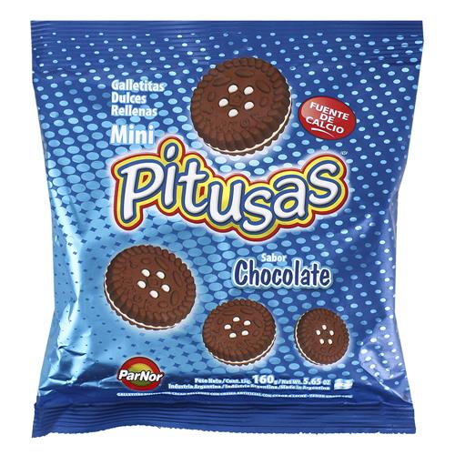 Galletitas Rellenas Sabor Chocolate Mini Pitusas 160 Grm