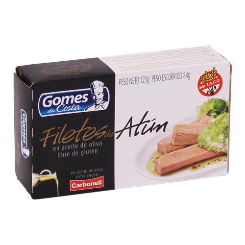 Filetes Atun En Aceite GOMES DA COSTA Oliva Caja 125 Gr