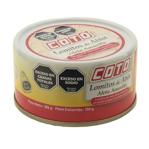 Atún Aleta Amarilla En Aceite Con Caldo Vegetal Coto Lata 185g