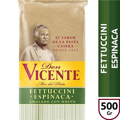 Fideos Largos C/Huevo Fettuccini Espinaca DON VICENTE Paq 500 Grm