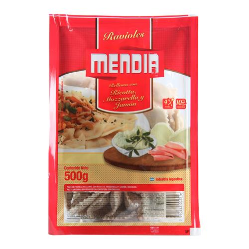 Ravioles Rellenos Ricota Mozzarella Y Jamon MENDIA 500g