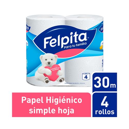 Papel Higiénico FELPITA Simple Hoja Paquete 4 Unidades