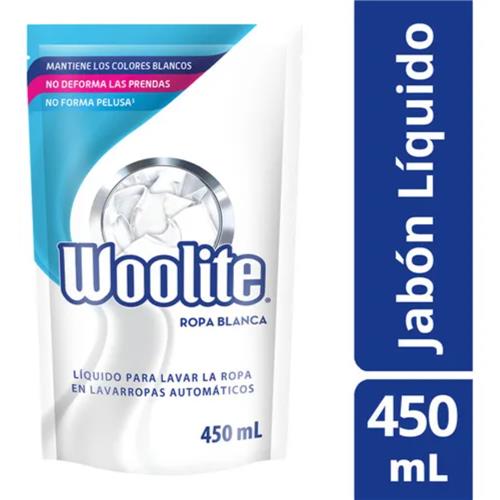 WOOLITE Jabón Líquido Para Ropa Extra Blanca En Máquina Repuesto 450ml