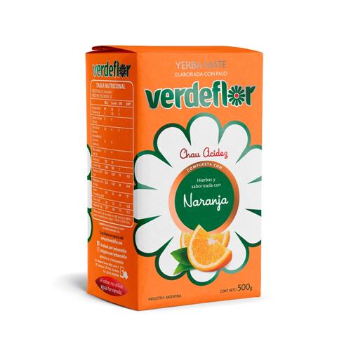 Yerba Mate VERDE FLOR Naranja Con Palo Paquete 500 Gr