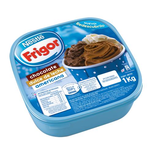 Helado Crema Americana/Chocolate/Dulce De Leche FRIGOR Balde 1 Kg