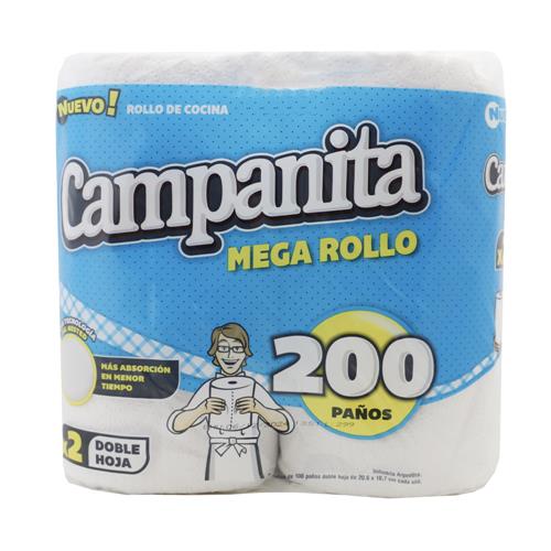 Rollo De Cocina CAMPANITA 100 Paños Paquete 2 Unidades