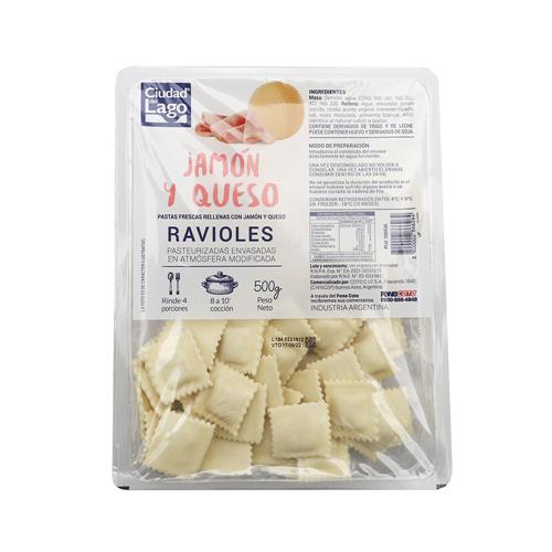 Ravioles Jamón y queso CIUDAD DEL LAGO 500g