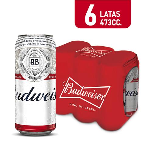 Cerveza BUDWEISER Pack Latas 473 Cc 6 Unidades