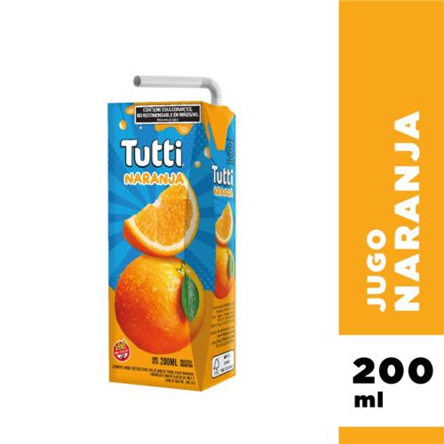 Jugo TUTTI Naranja Tetrabrik 200 Cc