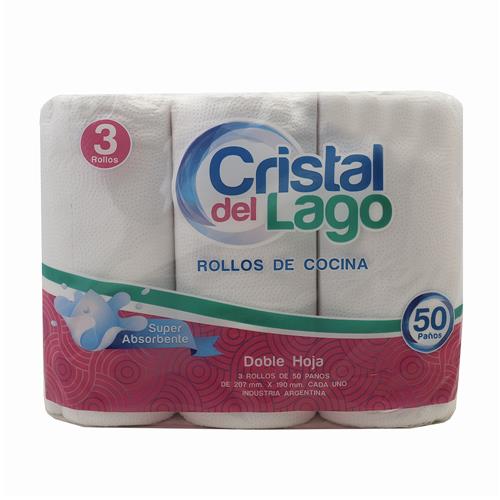 Rollo De Cocina Doble Hoja X3 CRISTAL DEL LAGO 150 Paños
