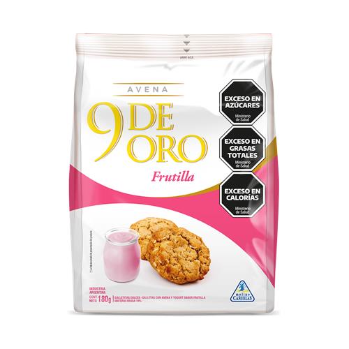 Galletitas De Avena Con Yogurt Sabor Frutilla 9 DE ORO 180g