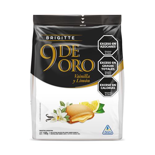 Galletita Rellena Vainilla Con Limon 9 DE ORO 160g