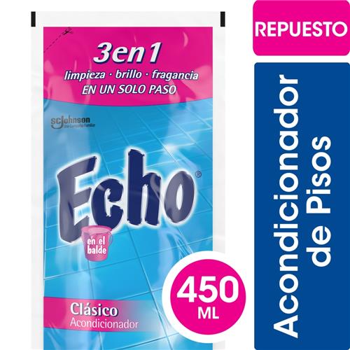 Limpiador Acondicionador De Pisos ECHO Clásico Brillo Natural Uso Diario Repuesto 450ml