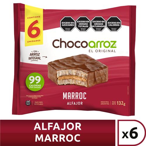 Alfajor D/Arroz Marroc X6 Chocoarroz Paq 132 Grm