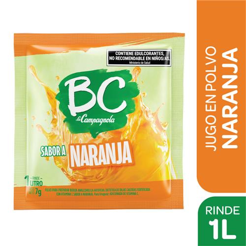 Jugo En Polvo Sabor Naranja Bc Sob 7 Grm