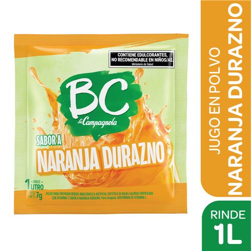 Jugo En Polvo Sabor Naranja Durazno Bc Sob 7 Grm