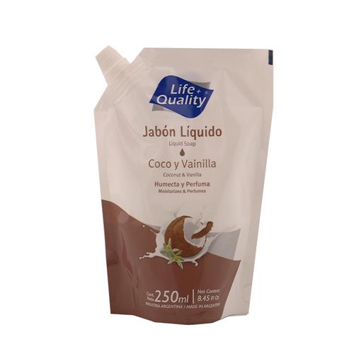 Jabón Líquido Repuesto Coco Y Vainilla Life Quality Doy 250 Ml