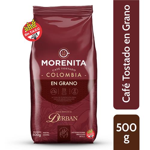 Cafe En Grano Tostado Colombia Morenita Paq 500 Grm