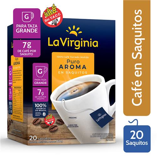 Cafe En Saquitos Puro Aroma La Virginia Cja 7 Grm X20 Saq