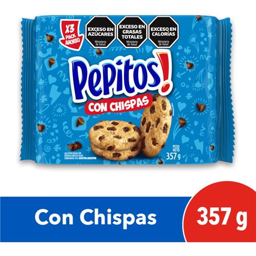 Galletitas PEPITOS Con Chips De Chocolate 357g. Pack X 3 Unidades De 119g.