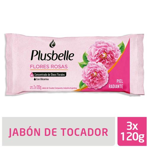 PLUSBELLE Jabón De Tocador Flores Rosas 3x120g