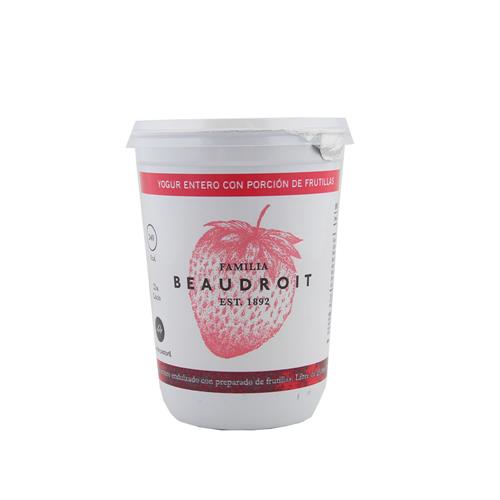 Yogur Entero Con Porción De Frutilla Beaudroit 400 Grm