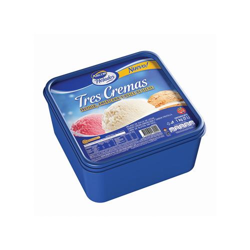 Helado Dulce De Leche, Crema Americana Y Frutilla ARCOR 1 Kg
