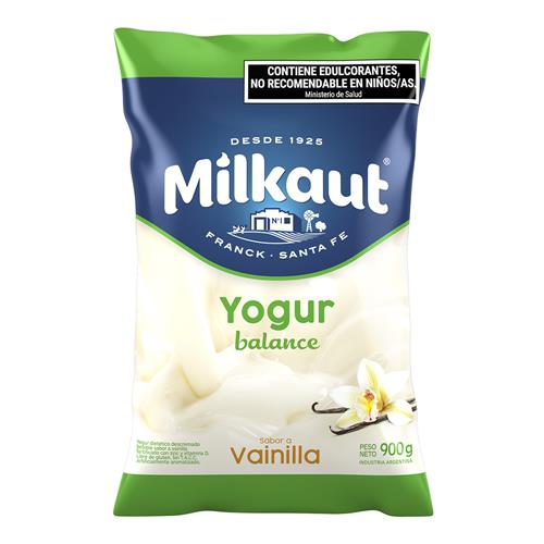 Yogur Bebible Descremado Sabor Vainilla Milkaut 900g