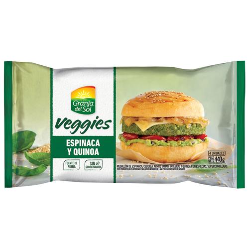 Medallones Veggies Espinaca Y Quinoa Granja Del Sol 440g
