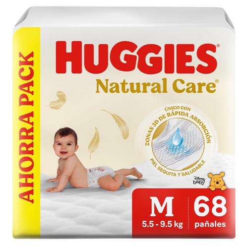 Pañales HUGGIES Natural Care Ahorrapack M X68 unidades