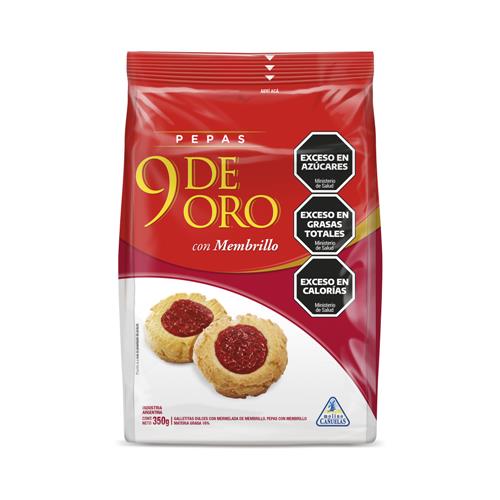 Galletitas Dulces Pepas Con Membrillo 9 De Oro 350g