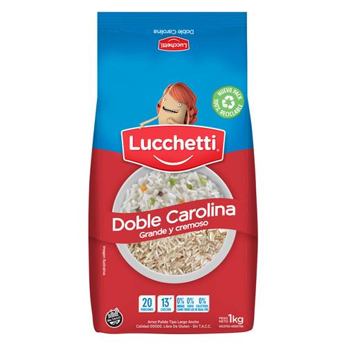 Arroz Doble Carolina Grande Y Cremoso Lucchetti 1kg