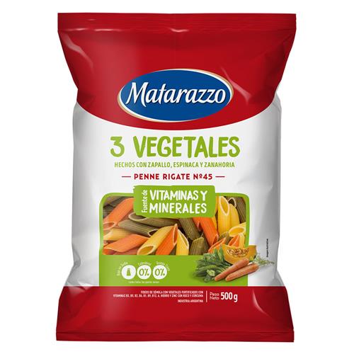 Fideos Penne Rigate N 45 3 Vegetales Matarazzo 500g