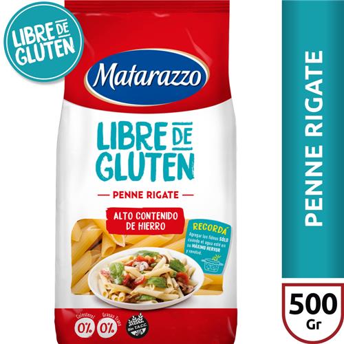 Fideos Penne Rigate Libre De Gluten Matarazzo 500g