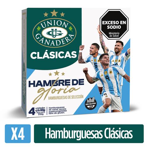 Hamburguesas Clásicas De Carne 4u Unión Ganadera 332g