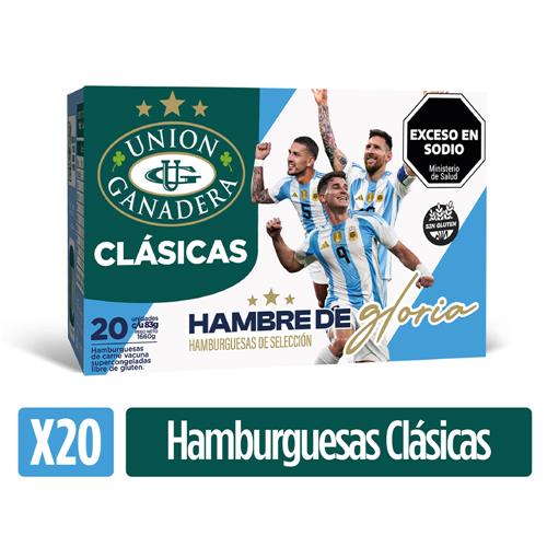 Hamburguesas Clásicas De Carne Vacuna X20 U. UNION Ganadera 1660g