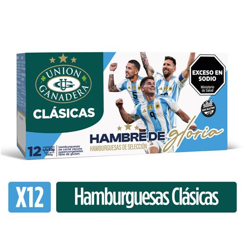 Hamburguesas Clásicas De Carne Vacuna X12u. UNION Ganadera 996g