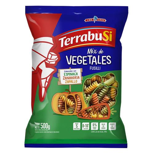 Fideos Fusilli Mix De Vegetales Terrabusi 500g