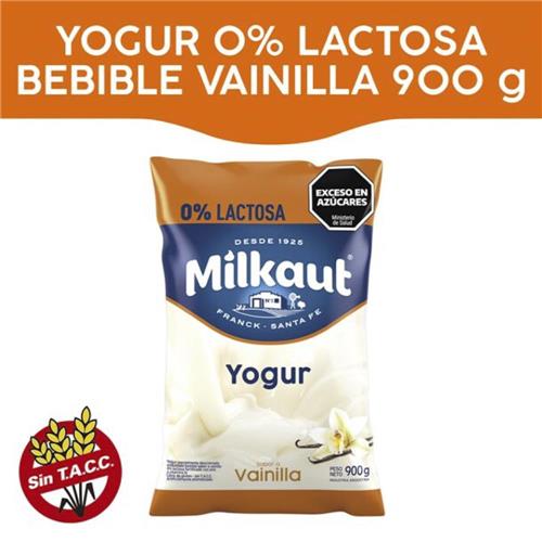 Yogur Bebible Entero Vainilla 0% Lactosa Milkaut 900g