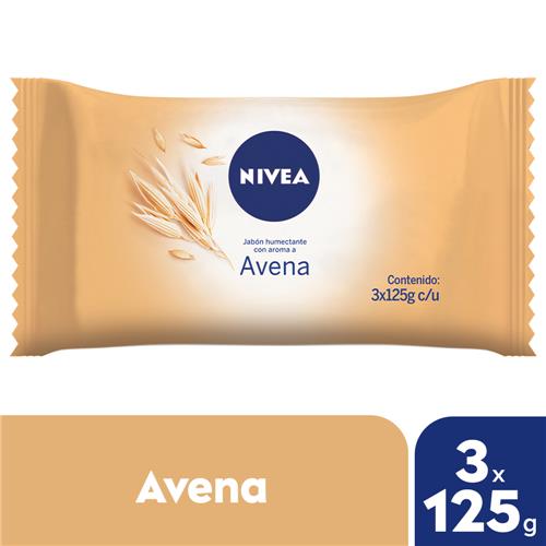 Jabón Humectante NIVEA Avena Para Todo Tipo De Piel 3 X 125 G