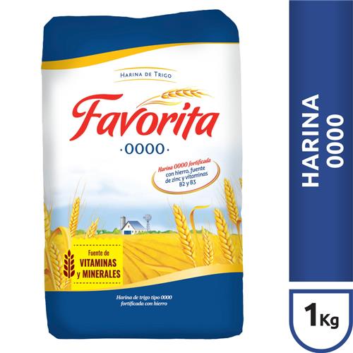 Harina Trigo 0000 Fortificado Con Hierro Favorita 1kg